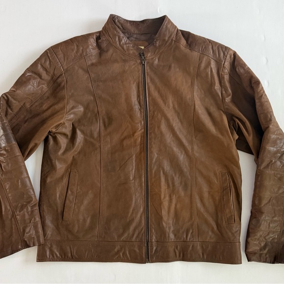 Arte Y Cuero PP Men’s Leather Jacket Size XL Brown 100%Soft Biker